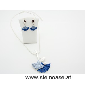 Mode-Collier 'Ginkgo Blau'